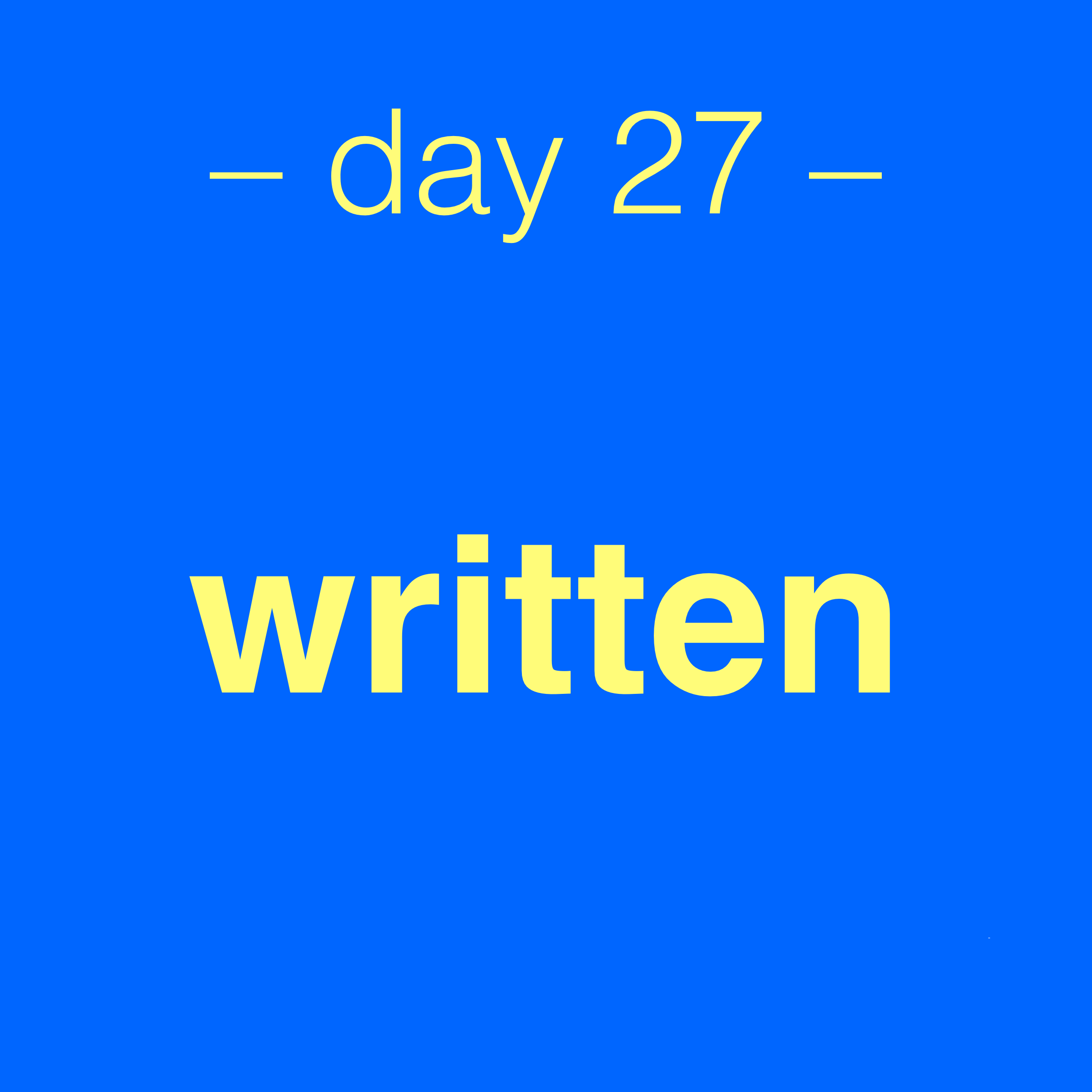 Challenge graphic: day 27 written